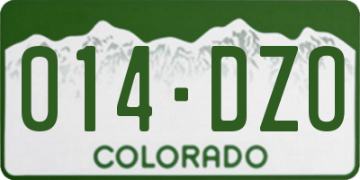 CO license plate 014DZO