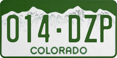 CO license plate 014DZP