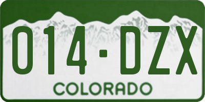 CO license plate 014DZX