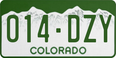 CO license plate 014DZY