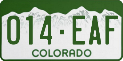 CO license plate 014EAF