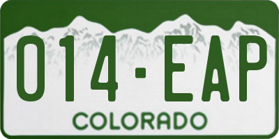 CO license plate 014EAP