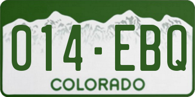 CO license plate 014EBQ