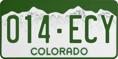 CO license plate 014ECY