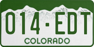 CO license plate 014EDT
