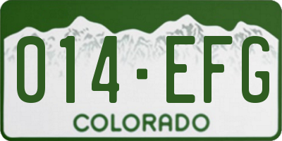 CO license plate 014EFG