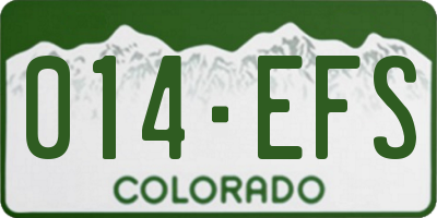 CO license plate 014EFS
