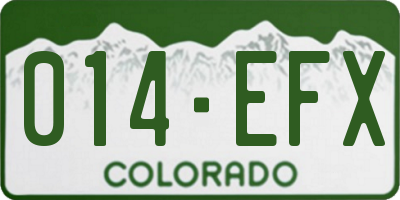 CO license plate 014EFX