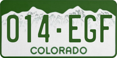CO license plate 014EGF