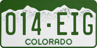 CO license plate 014EIG