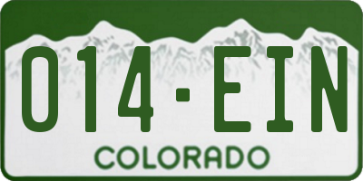 CO license plate 014EIN