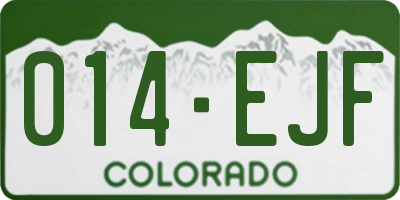 CO license plate 014EJF