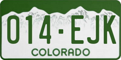 CO license plate 014EJK