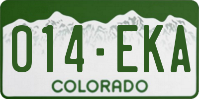 CO license plate 014EKA