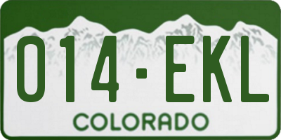 CO license plate 014EKL