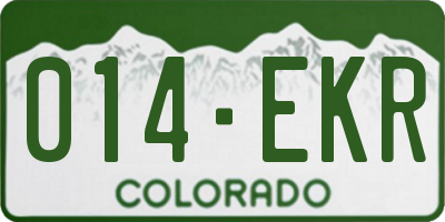 CO license plate 014EKR