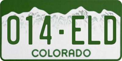 CO license plate 014ELD
