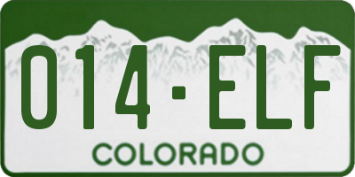 CO license plate 014ELF