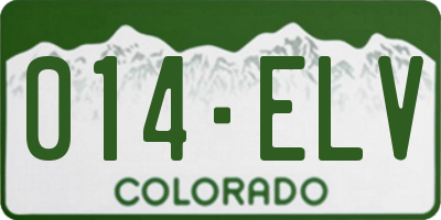 CO license plate 014ELV