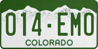CO license plate 014EMO