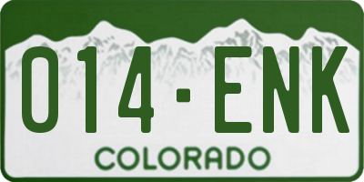 CO license plate 014ENK