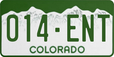 CO license plate 014ENT