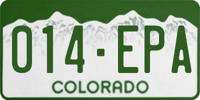 CO license plate 014EPA