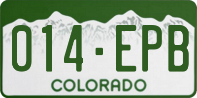 CO license plate 014EPB