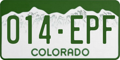 CO license plate 014EPF