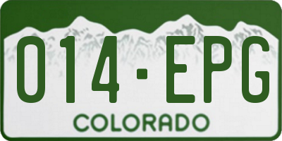 CO license plate 014EPG