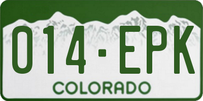 CO license plate 014EPK