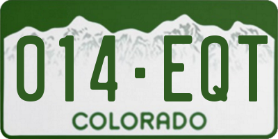 CO license plate 014EQT