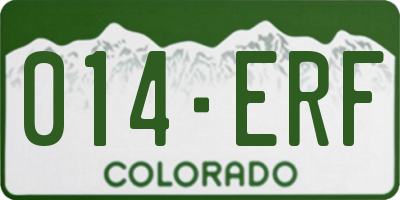 CO license plate 014ERF