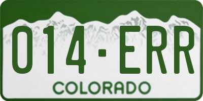 CO license plate 014ERR