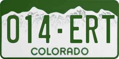 CO license plate 014ERT
