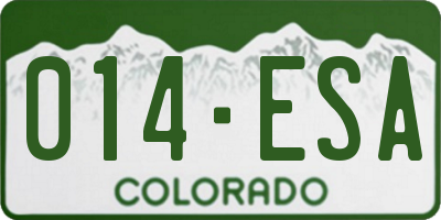 CO license plate 014ESA