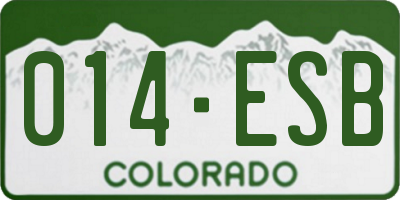 CO license plate 014ESB