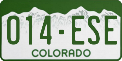 CO license plate 014ESE