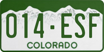 CO license plate 014ESF