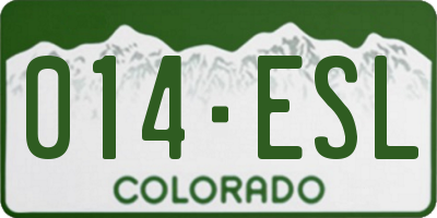 CO license plate 014ESL
