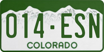 CO license plate 014ESN
