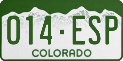 CO license plate 014ESP