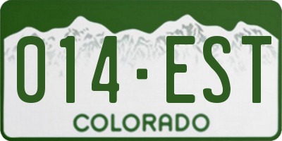CO license plate 014EST