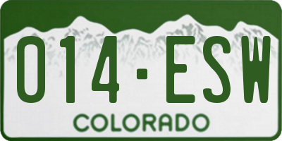 CO license plate 014ESW