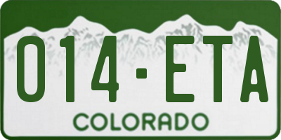 CO license plate 014ETA
