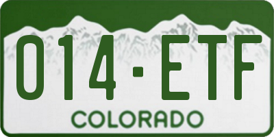 CO license plate 014ETF