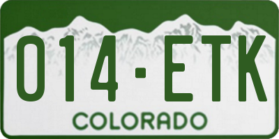 CO license plate 014ETK