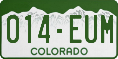 CO license plate 014EUM