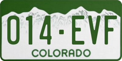CO license plate 014EVF