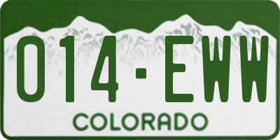 CO license plate 014EWW